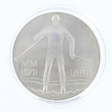 Juhlaraha Suomi, Lahti MM 1978, nimellisarvo 25mk, 500, paino 26,4g 
