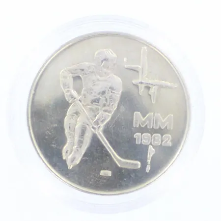 Juhlaraha Jääkiekon MM-1982, nimellisarvo 50mk, 500, paino 23,0g 
