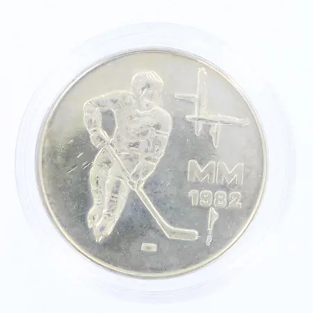 Juhlaraha Jääkiekon MM-1982, nimellisarvo 50mk, 500, paino 23,1g 