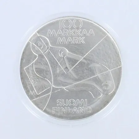 Juhlaraha, Ateneum 1989, nimellisarvo 100mk, 925, paino 24,1g 