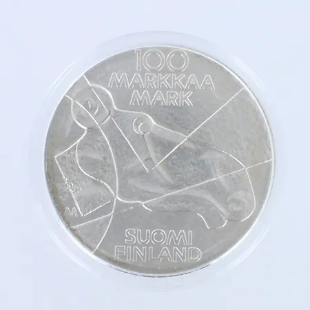 Juhlaraha, Ateneum 1989, nimellisarvo 100mk, 925, paino 24,0g 