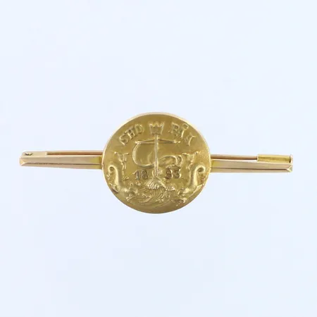 Kuvioitu rintaneula, kaiverrettu, leveys 55mm, 585, paino 7,9g 