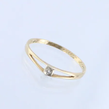 Timanttisormus 1xn.0.005ct, kaiverrettu, koko 17, 585, paino 0,7g 