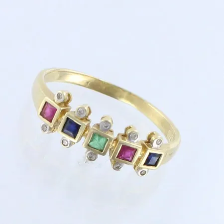 Kivisormus timanteilla 10xm.0.005ct, koko 19, 585br, paino 2,6g 