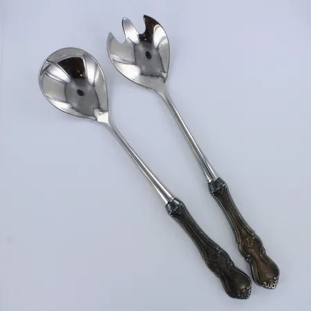 Salaatti-ottimet, romantica, pituus 240mm, käytön jälkiä, 830br, paino 171,6g 