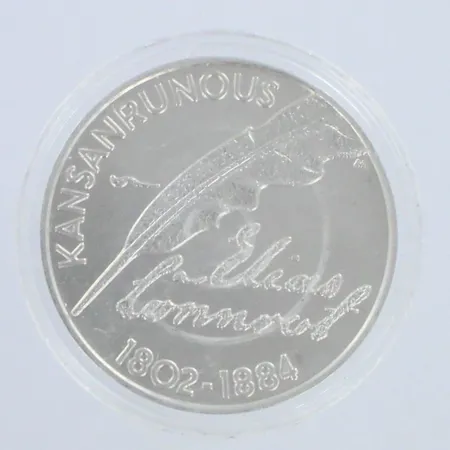 Hopearaha 10, suomi 2002, elias lönnrot, 925, paino 27g 