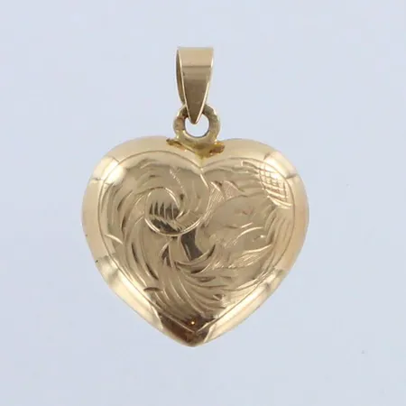 Sydän-medaljonki, korkeus 30mm, leveys 23mm, 585, paino 4,8g 