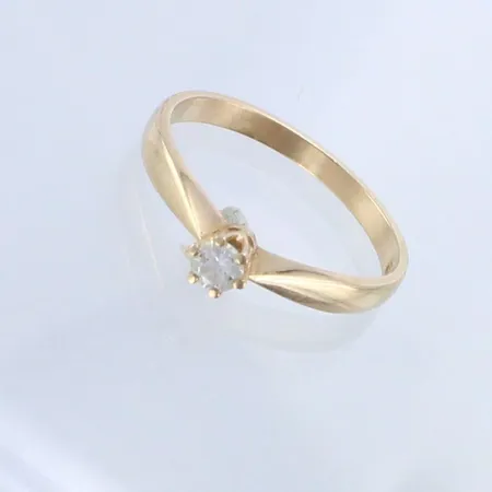 Timanttisormus 1xn.0.12ct, koko 16¾, 585, paino 1,8g 