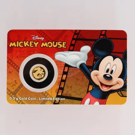 Kultaraha, Kaksi dollaria, Mickey Mouse, 999, paino 0,5g