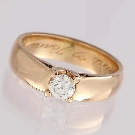 Timanttisormus 1xn.0.28ct, kaiverrettu, koko 16, 585, paino 4,7g