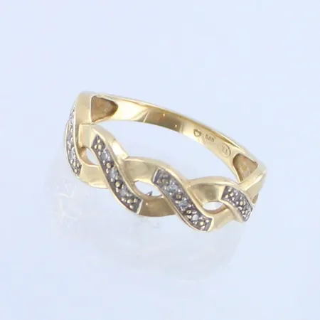 Timanttisormus 12xn.0.005ct, koko 17, 585, paino 2,3g 