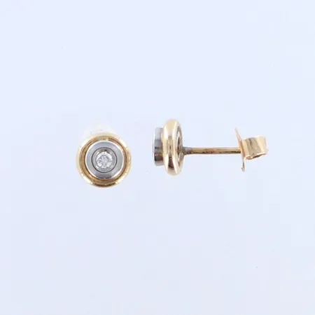 Timanttikorvakorut 2xn.03ct, Ø 6,3mm, 585 kelta- ja valkokulta, paino 1,5g 