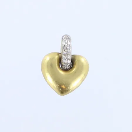 Sydänriipus timanteilla 20xn.0.005ct, korkeus 18mm, 750 kelta- ja valkokulta, paino 4,4g