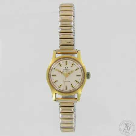 Teräsrannekello Omega Geneve Duplee automatic, kaiverrus takakannessa, taulun Ø 24mm, rannekkeen pituus 160mm, käytön jälkiä.