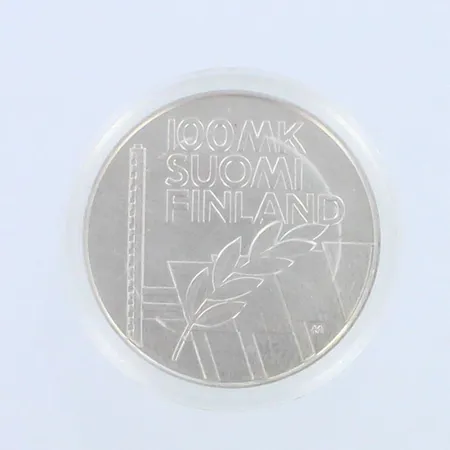 Hopearaha 100 Markkaa (European Championships in Athletics) 1994, 925br, paino 28,3g
