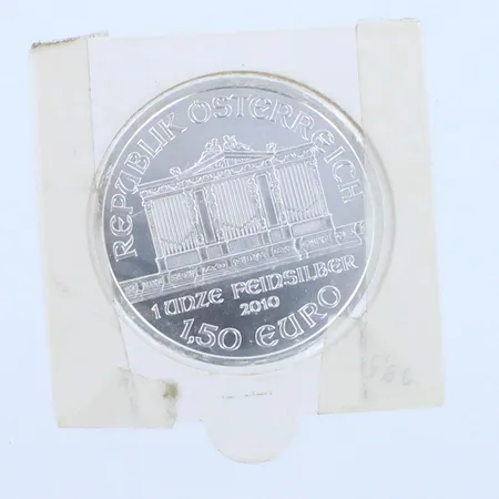Hoperaha, Itävalta 2010 Wiener Philharmoniker, nimellisarvo 1,50 euroa, 999br, paino 32,6g