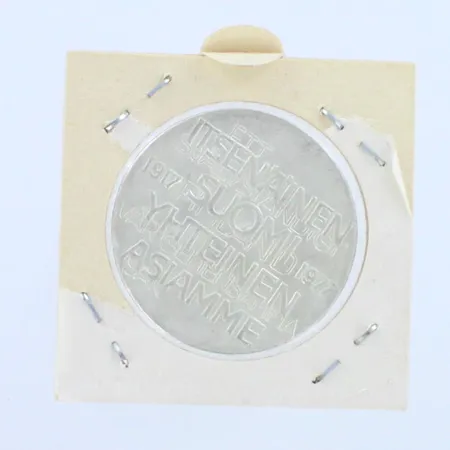 Juhlaraha, Itsenäinen Suomi 60 vuotta, nimellisarvo 10mk, 1917-1977, 500br, paino 22,9g 