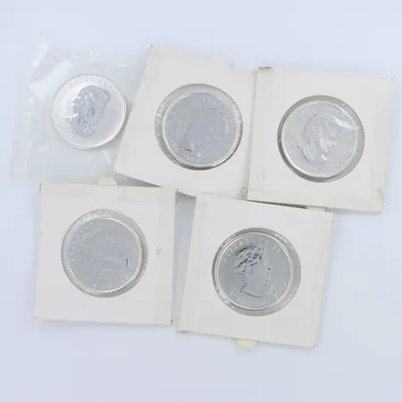 Viisi hopearahaa, Elisabeth II, 5 dollaria, 2009, Canada, 999br, paino 168,2g