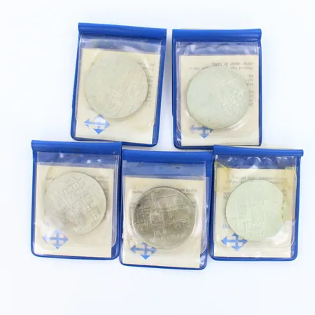 Viisi juhlarahaa Suomi Finland 1917-1967, nimellisarvo 10mk, 900, paino 120,4g