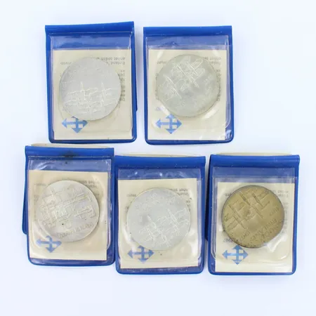 Viisi juhlarahaa Suomi Finland 1917-1967, nimellisarvo 10mk, 900, paino 120,1g
