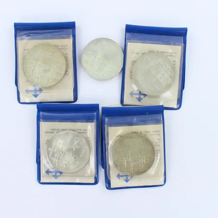 Viisi juhlarahaa Suomi Finland 1917-1967, nimellisarvo 10mk, 900, paino 119,9g