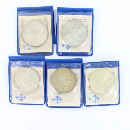 Viisi juhlarahaa Suomi Finland 1917-1967, nimellisarvo 10mk, 900, paino 120,2g