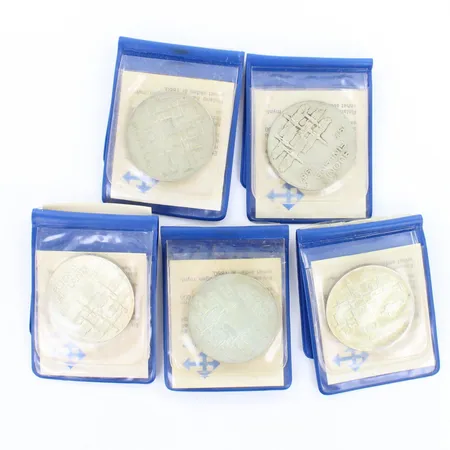Viisi juhlarahaa Suomi Finland 1917-1967, nimellisarvo 10mk, 900, paino 119,2g