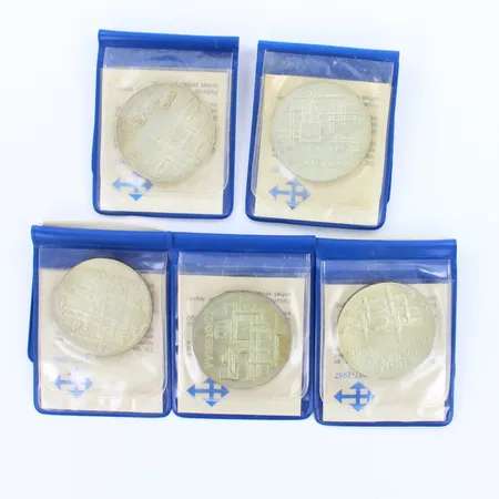 Viisi juhlarahaa Suomi Finland 1917-1967, nimellisarvo 10mk, 900, paino 119,5g