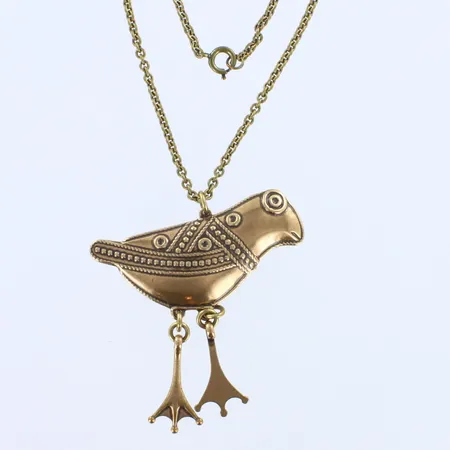 Kaulakoru Kalevala Koru, Hattulan lintu,  ketjun pituus 83cm, riipuksen korkeus 60mm, pronssia