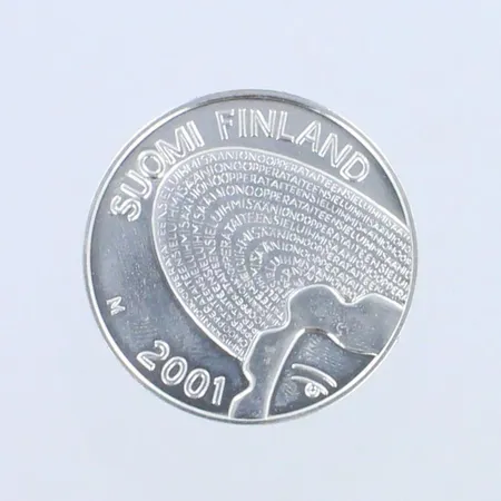Juhlaraha, Aino Ackte 2001, nimellisarvo 100mk, 925, paino 32,0g 