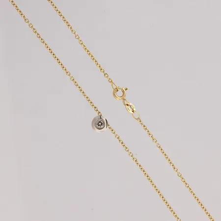 Timanttikaulakoru 1xn0.13ct, pituus 45,5cm, kelta- ja valkokulta 585, Paino: 3,1 g