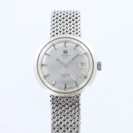 Teräsrannekello Tissot, Seastar, automaatti, taulun Ø 37mm, rannekkeen pituus 190mm, käytön jälkiä ja lasi viallinen 