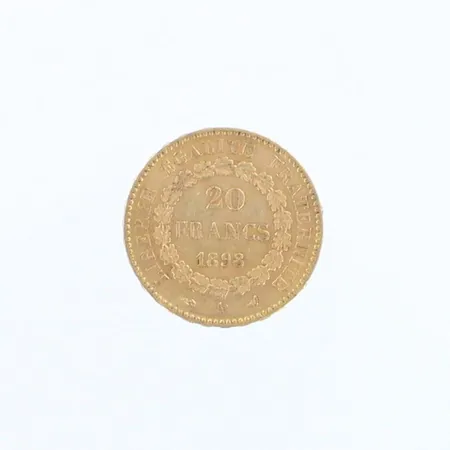 Kultaraha, 20 francs or Génie, Troisième République 1898 Paris, 900,  Paino: 6,5 g