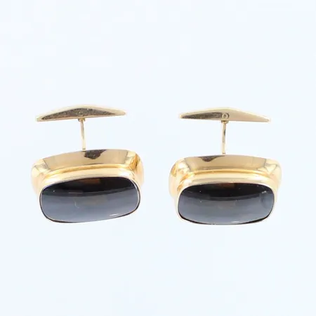 Hematiitti kalvosinnapit, kaiverrettu,  mitat 14x18mm,  Paino: 8,9 g