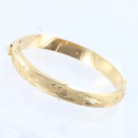 Kuvioitu rannerengas, Ø 57,5mm, varmuusketju puuttuu, 585,  Paino: 13,3 g