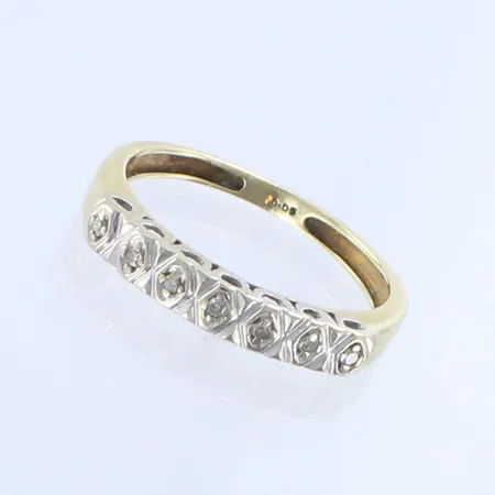 Timanttisormus 7xn.0.005ct, koko 16, 585 kelta- ja valkokulta, Paino: 1,7 g