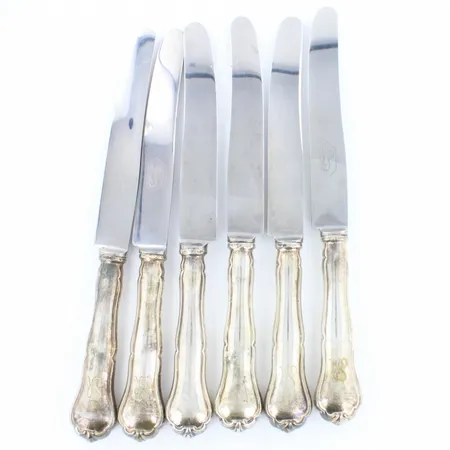 Kuusi veistä, chippendale, kaiverrettu, pituus 203mm, 813br,  Paino: 352,8 g