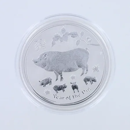 Hopearaha 1 dollari, 2019, year of the pig, 999hopea, paino : 31,3g