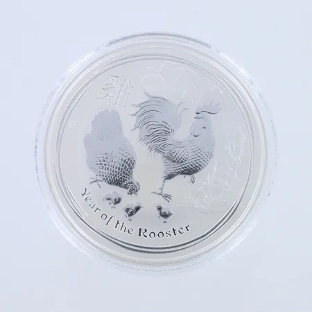 Hopearaha 1 dollari, 2017, year of the rooster, 999hopea,  Paino: 31,5 g