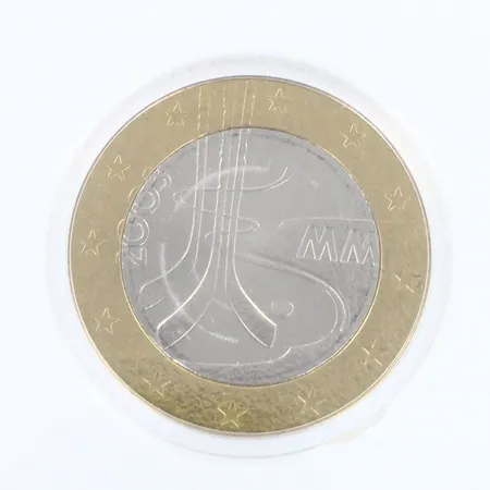 Juhlaraha, MM 2003, nimellisarvo 5 euroa, CuNi / alumiinipronssi