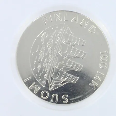 Juhlaraha Ahvenanmaan itsehallinto 70 vuotta 1921-1991, nimellisarvo 100mk, 925br,  Paino: 27,7 g