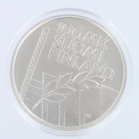 Hopearaha 100 Markkaa (European Championships in Athletics) 1994, 925br, paino 28,3g Paino: 28,3 g