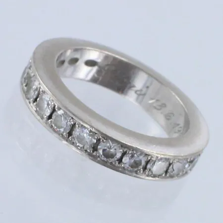 Timanttisormus 10xn.0.08ct, kaiverrettu, koko 17, 750valkokulta,  Paino: 10,5 g