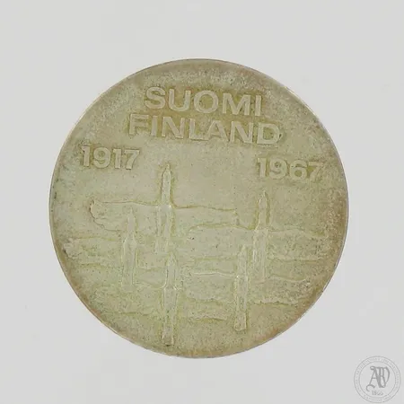 Juhlaraha Suomi Finland 1917-1967, nimellisarvo 10mk, 900,  Paino: 23,9 g