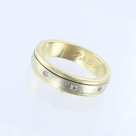 Timanttisormus 8xn0.005ct, kaiverrettu, koko 20, 585 kelta- ja valkokulta,  Paino: 8,8 g