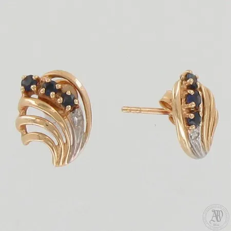 Kivikorvakorut timanteilla 2xn.0.005ct, korkeus ja leveys 12mm ja 10mm, 585br, Paino: 1,5 g