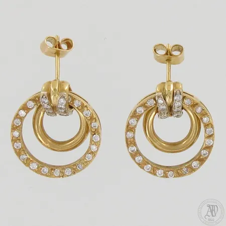 Korvarenkaat timanteilla 64xn.0.02ct, korkeus ja leveys 25mm ja 20mm, 750,  Paino: 15,2 g