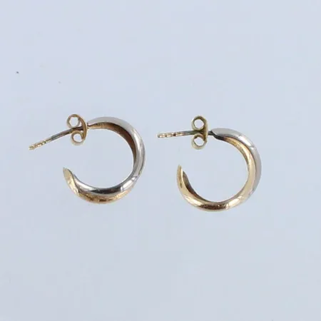 Korvakorut, korkeus 14mm, 585 valko- ja keltakulta,  Paino: 1,2 g