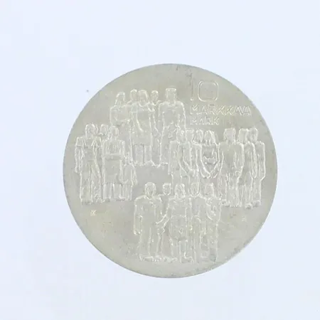 Juhlaraha, Itsenäinen Suomi 60 vuotta, nimellisarvo 10mk, 1917-1977, 500,  Paino: 21,9 g