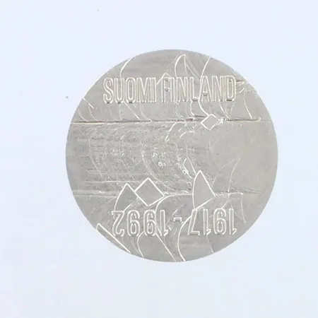 Juhlaraha, 100 Markkaa 1917-1992, Itsenäinen Suomi 75 vuotta, 925,  Paino: 23,9 g